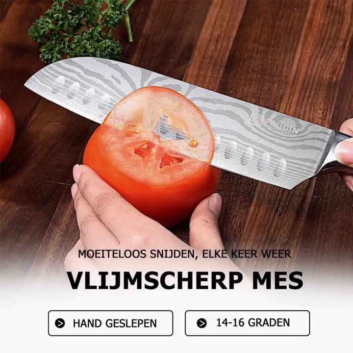 PAUDIN N5 Professioneel RVS Japans Santoku Mes 17,5 cm