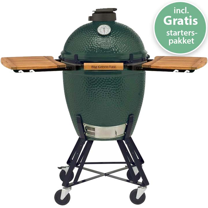 Big Green Egg Large met Nest, acaciahouten zijtafels en gratis starterspakket