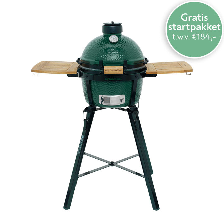 Big Green Egg MiniMax met inklapbaar Portable Nest en acaciahouten zijplanken