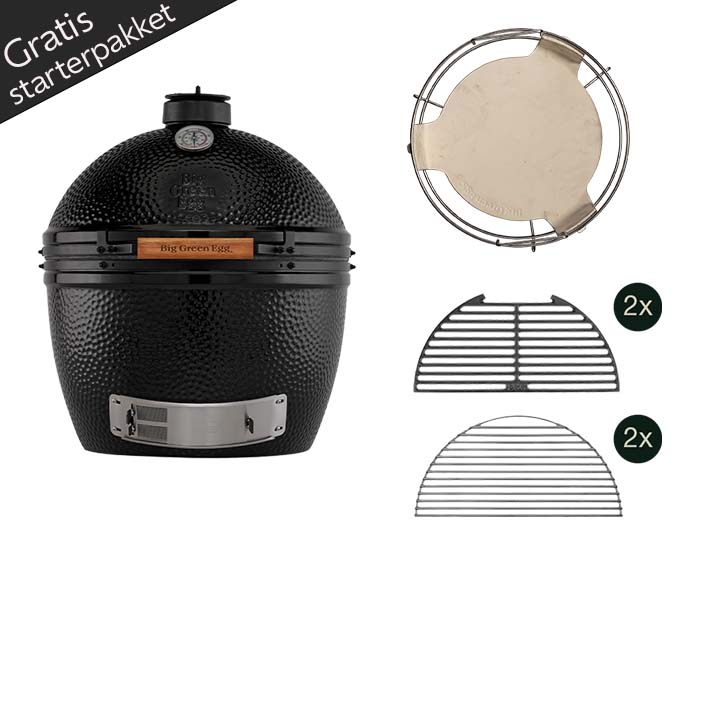 Big Green Egg Onyx XLarge Start Collection met convEGGtor, convEGGtor Basket en halve RVS- en gietijzeren roosters