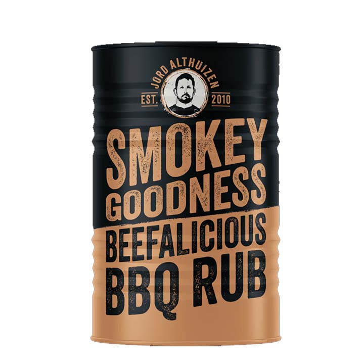 Blik Smokey Goodness Beefalicious BBQ Rub voor rundvlees van 250 gram