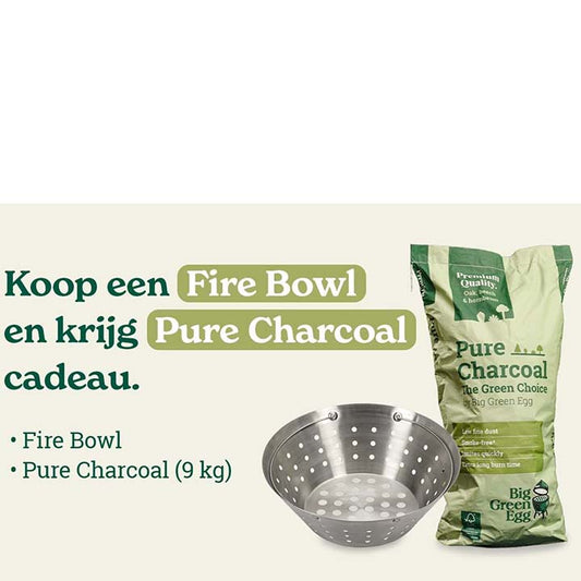 Big Green Egg Fire Bowl Large + Gratis zak Pure Charcoal 9 kg