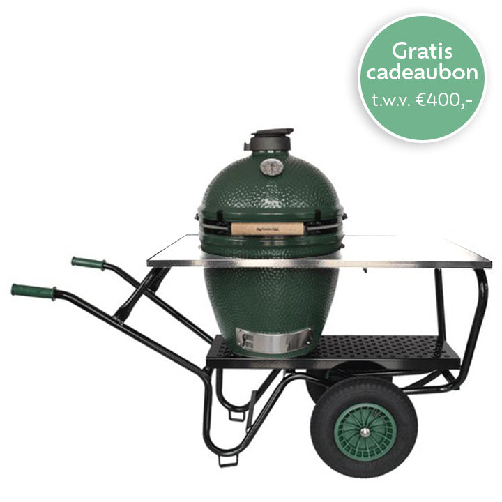 Big Green Egg Large + EGGmover met RVS blad