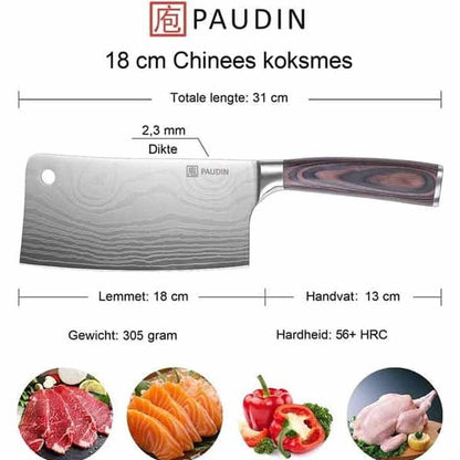 PAUDIN N11 Professioneel RVS Chinees Koksmes 18 cm