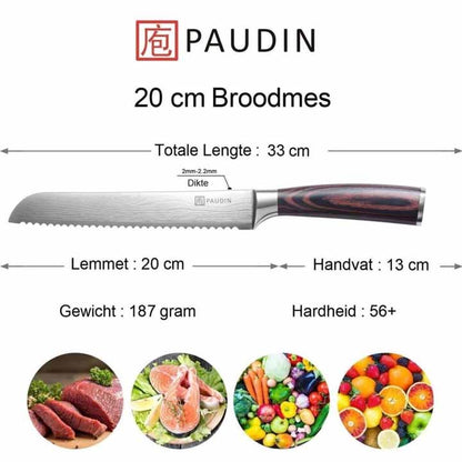PAUDIN N4 Professioneel RVS Japans Broodmes en Banketmes 20 cm