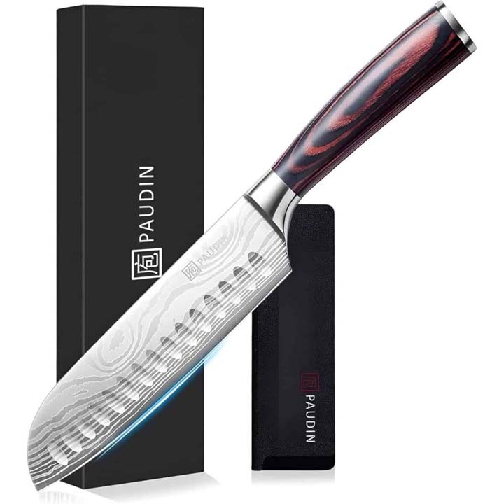 PAUDIN N5 Professioneel RVS Japans Santoku Mes 17,5 cm