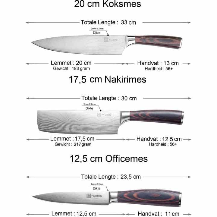 PAUDIN NS1 Professionele Messenset met Japans Design