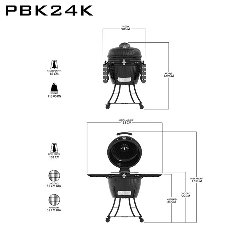 Pit Boss K24 Keramische Houtskoolgrill(zwart)