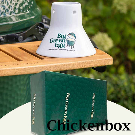 Big Green Egg Celebrating Chicken Box met kiphouder, keukenschaar, spiesjes en marinadeborstel
