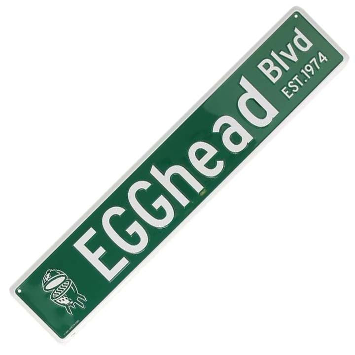Wit-groen Big Green Egg EGGhead BLVD straatnaambord van aluminium