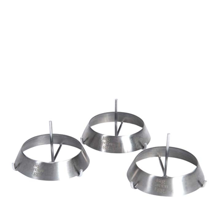 Drie roestvrijstalen Big Green Egg Grill Rings voor gevulde groenten en fruit