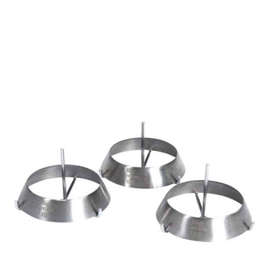 Drie roestvrijstalen Big Green Egg Grill Rings voor gevulde groenten en fruit