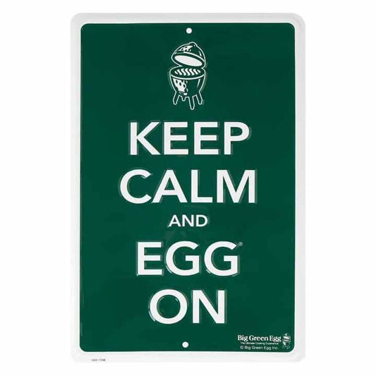 Groen Big Green Egg Keep Calm and EGG On wandbord van aluminium
