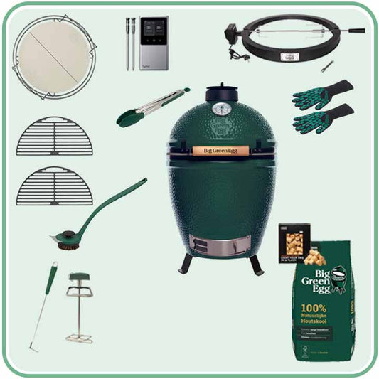 Big Green Egg Large Deal 31 met Table Nest, gietijzeren roosters en accessoires
