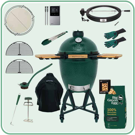 Big Green Egg Large Deal 34 met onderstel, zijtafels, EGG Cover en accessoires
