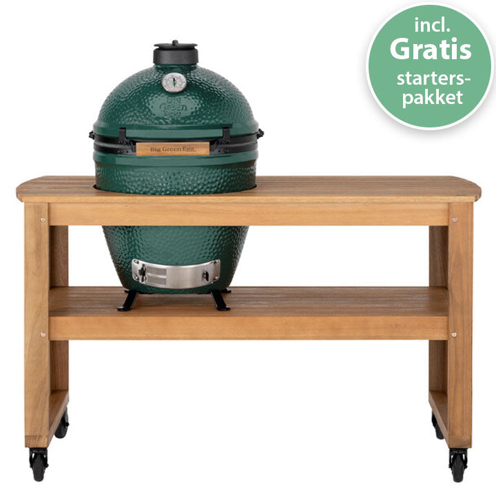 Big Green Egg Large in verrijdbare Eucalyptus Wood Table met Table Nest