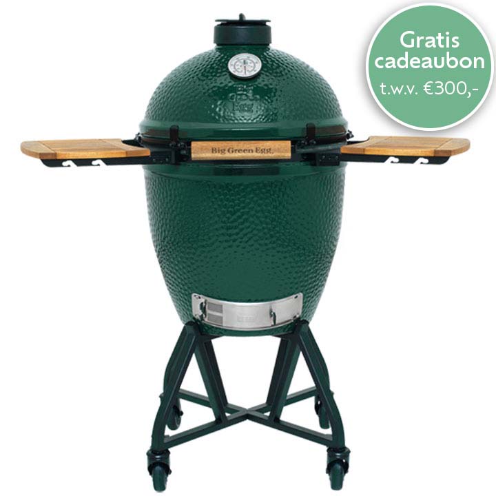 Big Green Egg Large met verrijdbaar intEGGrated Nest+Handler en acaciahouten zijtafels