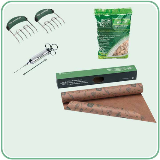 Big Green Egg Low & Slow Pakket met injector, Apple Wood Chips, Butcher Paper en Meat Claws