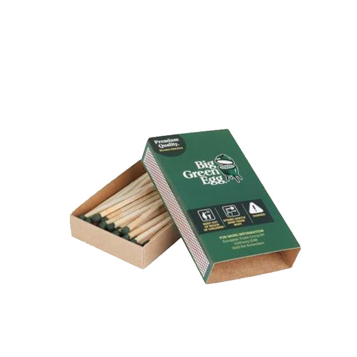 Donkergroen doosje met 55 extra lange Big Green Egg lucifers
