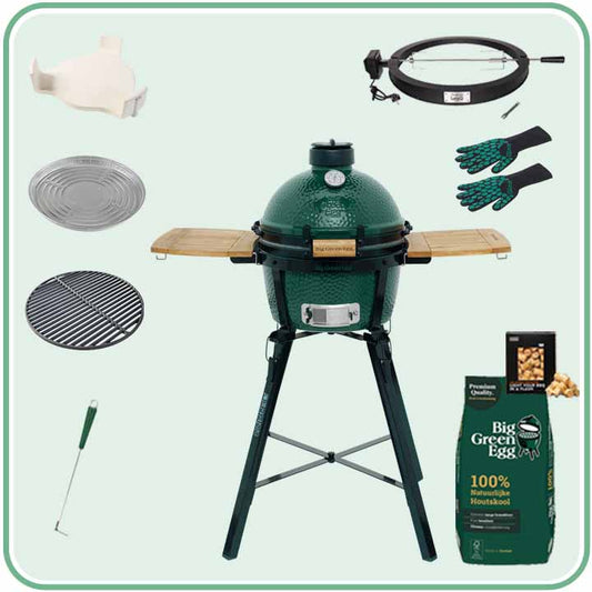 Big Green Egg MiniMax Deal 3 met Portable Nest, zijtafels en LetzQ Spit