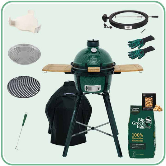 Big Green Egg MiniMax Deal 4 met Portable Nest, zijtafels, EGG Cover en LetzQ Spit