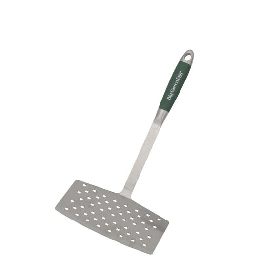 Big Green Egg Wide Spatula met extra breed RVS blad en groene siliconen handgreep
