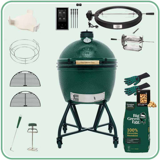 Big Green Egg XLarge Deal 82 met verrijdbaar onderstel, draaispit en accessoires