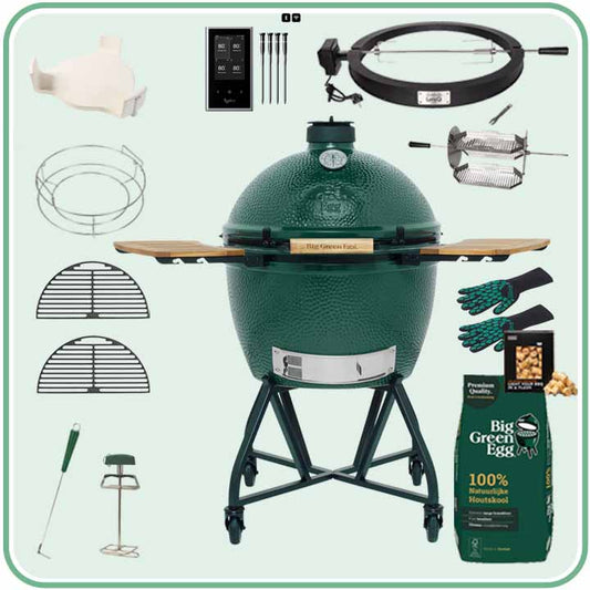 Big Green Egg XLarge Deal 83 met verrijdbaar onderstel, zijtafels en draaispit