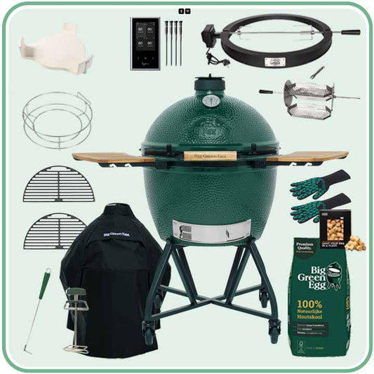 Big Green Egg XLarge Deal 84 met onderstel, zijtafels, EGG Cover en draaispit