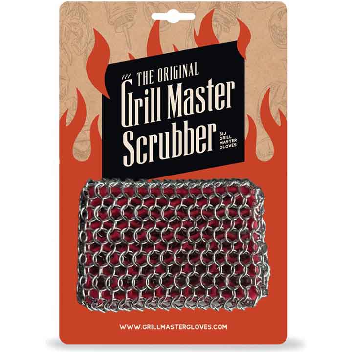 Grill Master BBQ Scrubber van RVS-ringen met siliconen handgreep