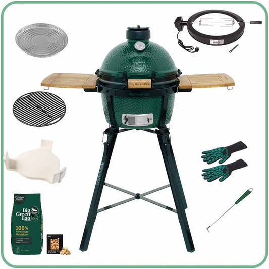 Big Green Egg MiniMax incl. Portable nest, Zijplanken en veel accessoires