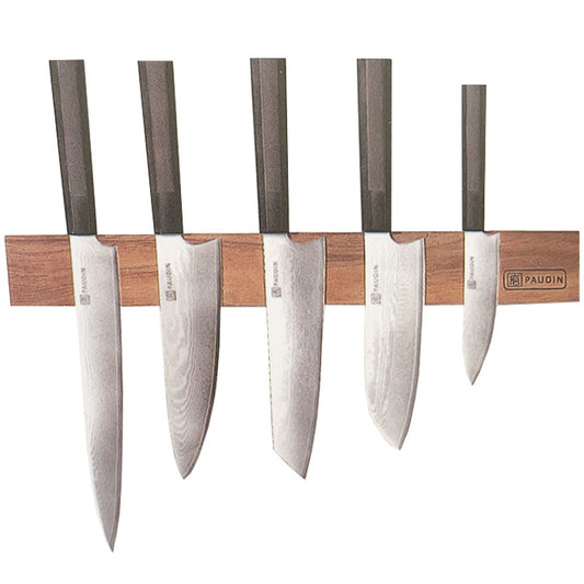 PAUDIN KB4 magnetische messenhouder van acaciahout met een lengte van 45 cm