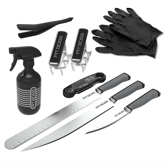 Pit Boss BBQ Pit Kit met messen, vleesklauwen, ribtool, thermometer en sprayfles