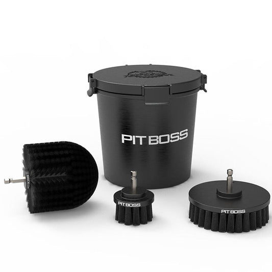 Pit Boss Grill Cleaning Kit met nylon borstelkoppen en opbergemmer