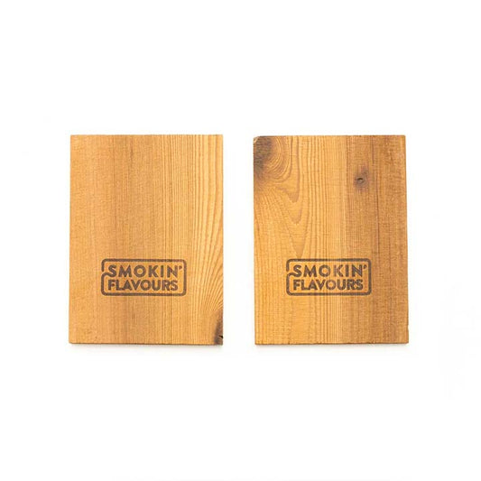Twee Smokin’ Flavours cederhouten rookplanken van 15 x 11 cm
