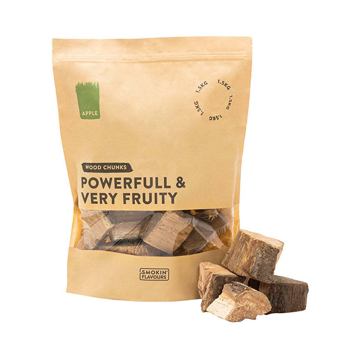 Verpakking Smokin' Flavours Rookchunks Appel 1,5 kg – appelhout voor BBQ en kamado