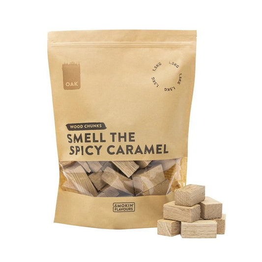 Verpakking Smokin' Flavours Rookchunks Eik 1,5 kg – eikenhout voor BBQ en kamado