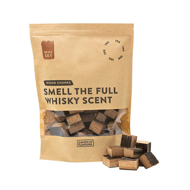 Verpakking Smokin' Flavours Rookchunks Whiskyvaten 1 kg – rookhout van whiskyvaten