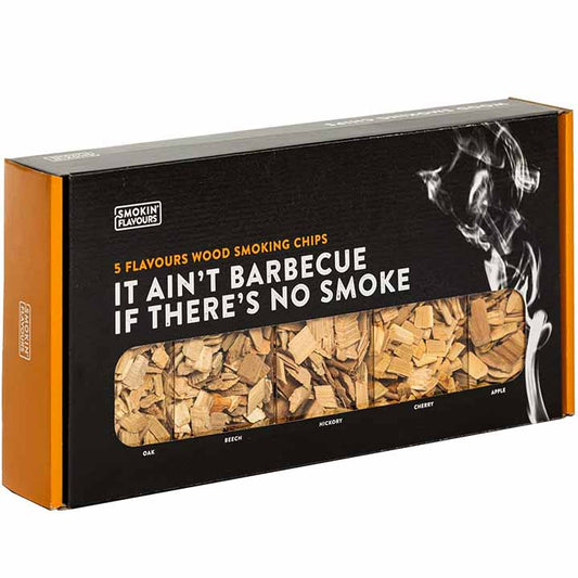 Smokin’ Flavours rooksnippers giftbox met eik, beuk, appel, kers en hickory