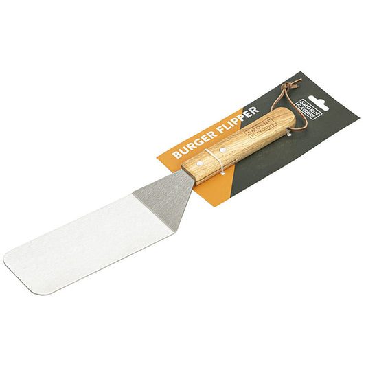 Smokin’ Flavours RVS Burger Flipper met houten handvat