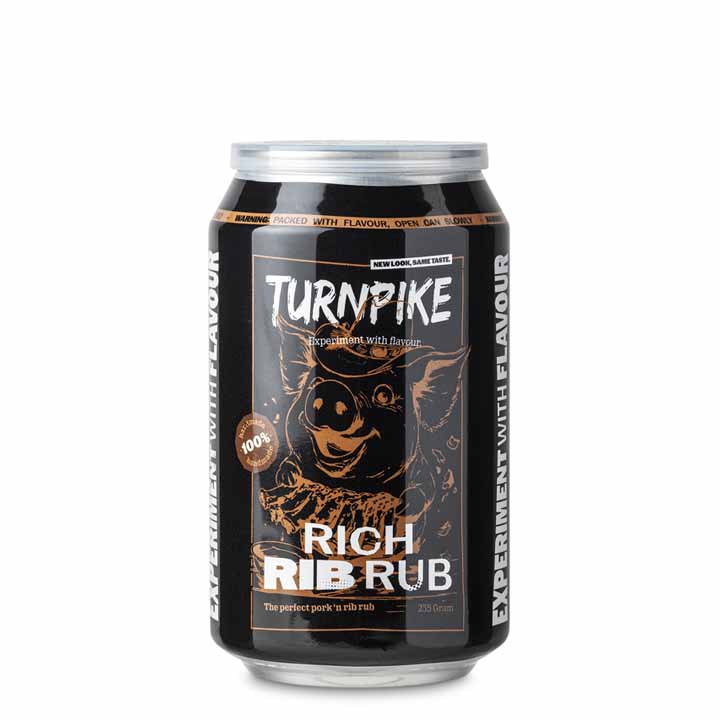 Blik Turnpike Rich Rib Rub voor spareribs van 235 gram