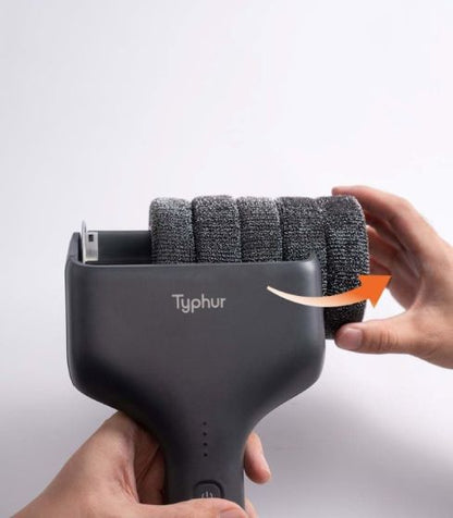 Twee zwarte vervangende reinigingskoppen voor de Typhur Grill Brush Bot elektrische BBQ-borstel.