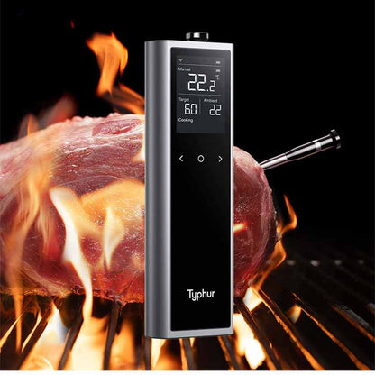 Typhur Sync One thermometer gebruikt tijdens een barbecuebereiding