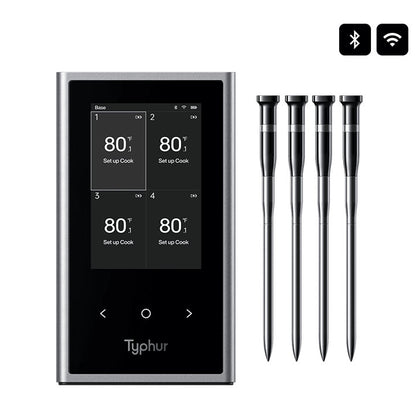 Typhur Sync Quad vleesthermometer met Smart Base en vier probes