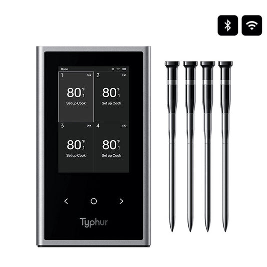 Typhur Sync Quad vleesthermometer met Smart Base en vier probes